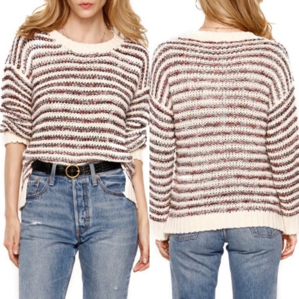 Heartloom Beth Metallic Stripe Sweater Sz L